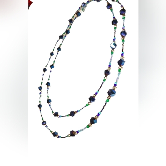 🥬NWT Boho Chic Artisan Handmade AAAA Shiny Crystal Bead Necklace Long Necklace - Picture 5 of 16